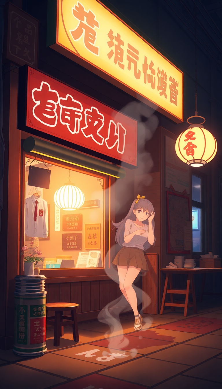 Cozy Ramen Shop At Night Anime Wallpaper