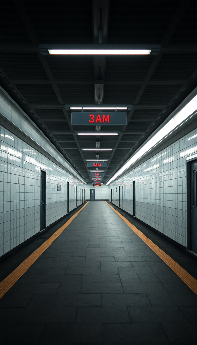 Empty Subway Station 3am Fluorescent Aesthetic Wallpaper