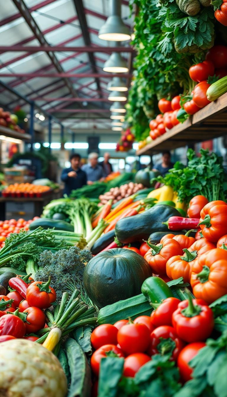 Farmers Market Produce Colorful Vegetables Photorealistic Wallpaper