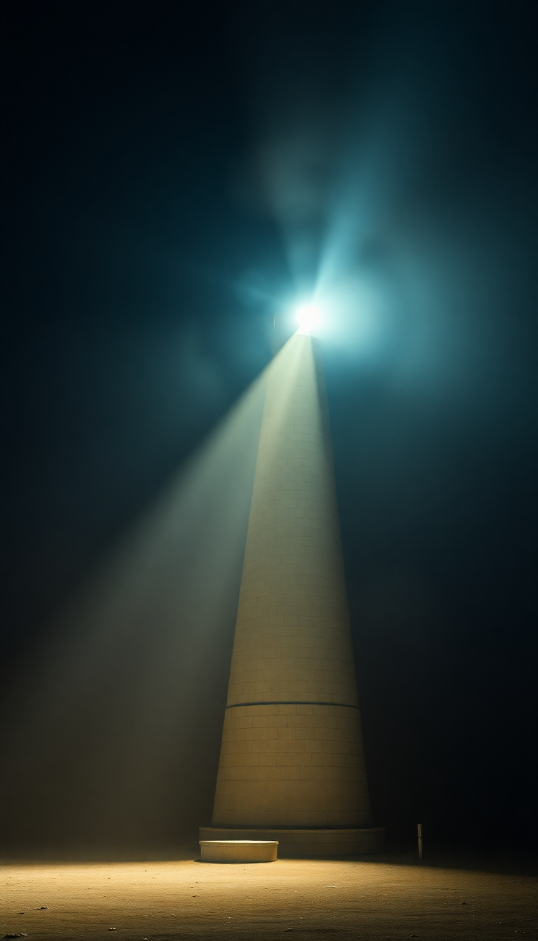 Old Lighthouse Beam Cutting Through Photorealistic Wallpaper