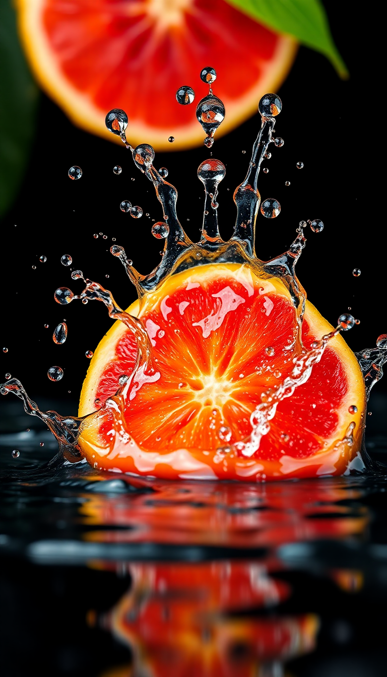 Tropical Fruit Splash Water Droplets Photorealistic Wallpaper