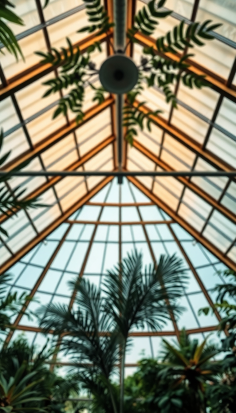 Greenhouse Interior Botanical Garden Glass Photorealistic Wallpaper