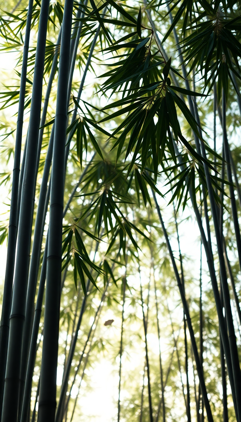 Bamboo Grove Swaying In Wind Minimalist Wallpaper