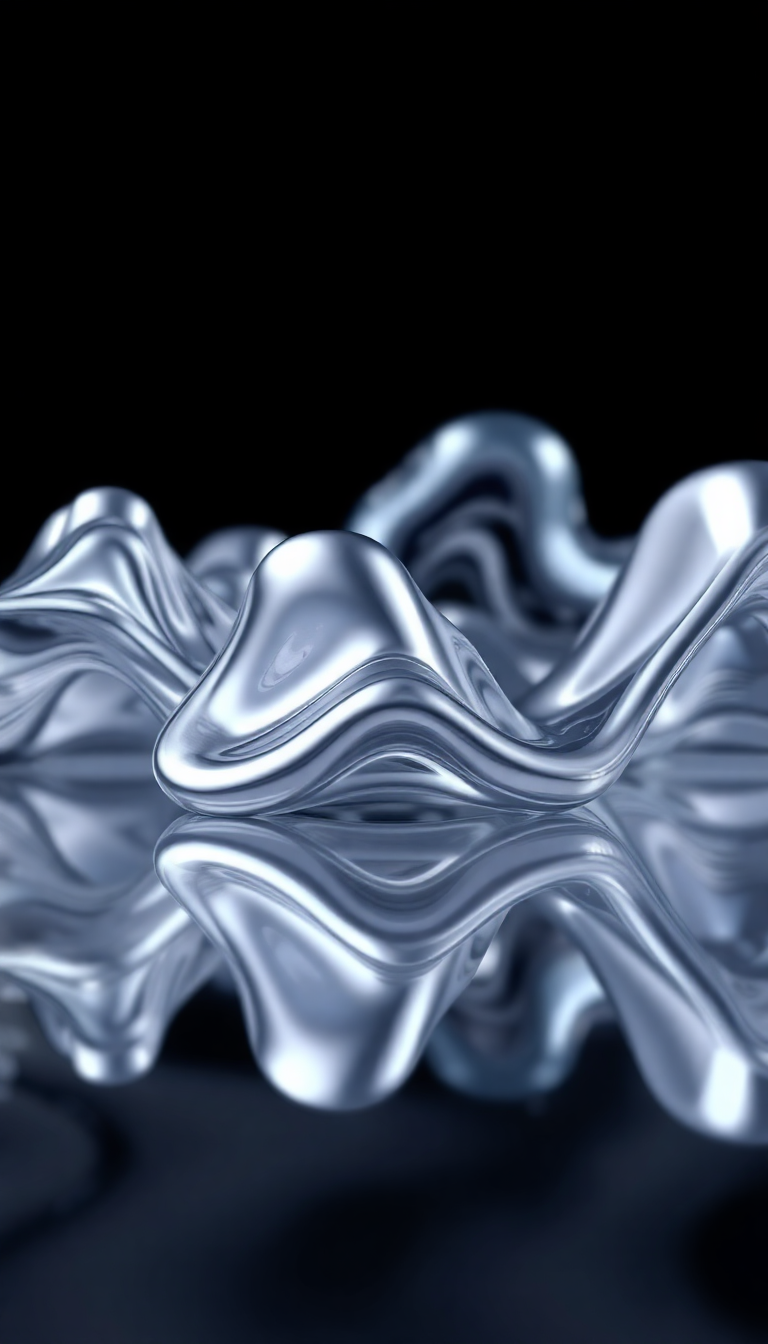 Liquid Chrome Morphing Shapes Reflective Digital art Wallpaper