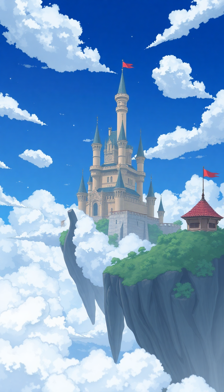 Studio Ghibli Style Floating Castle Anime Wallpaper