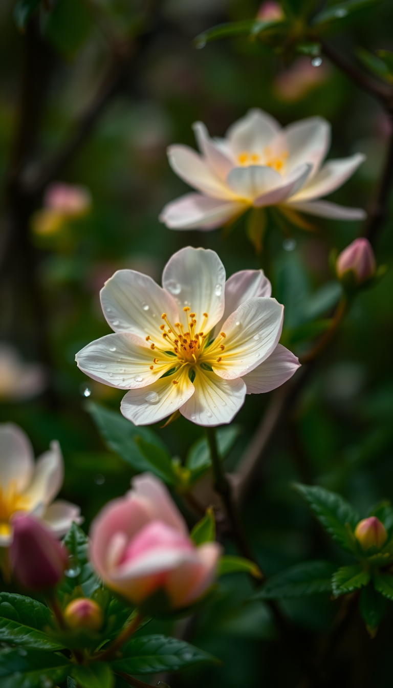 Spring Rain Flower Blooming Time Aesthetic Wallpaper