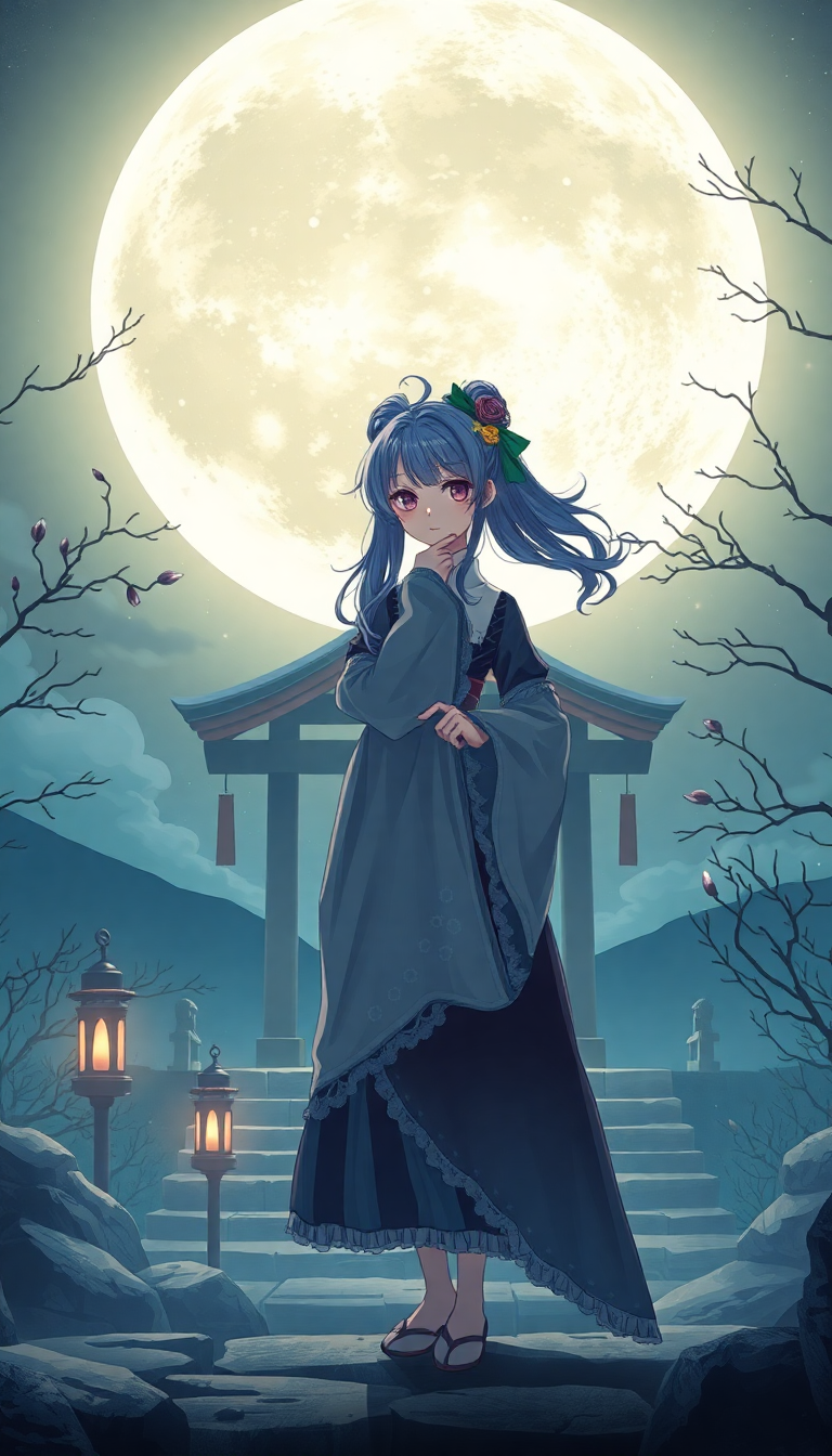 Moonlit Shrine Maiden Anime Mystical Anime Wallpaper
