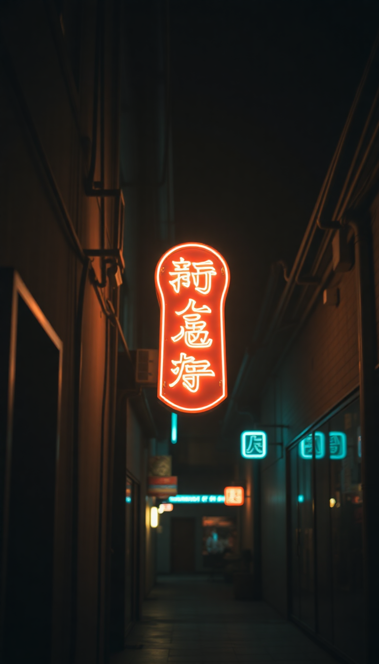 Neon Sign Flickering Dark Alley Aesthetic Wallpaper