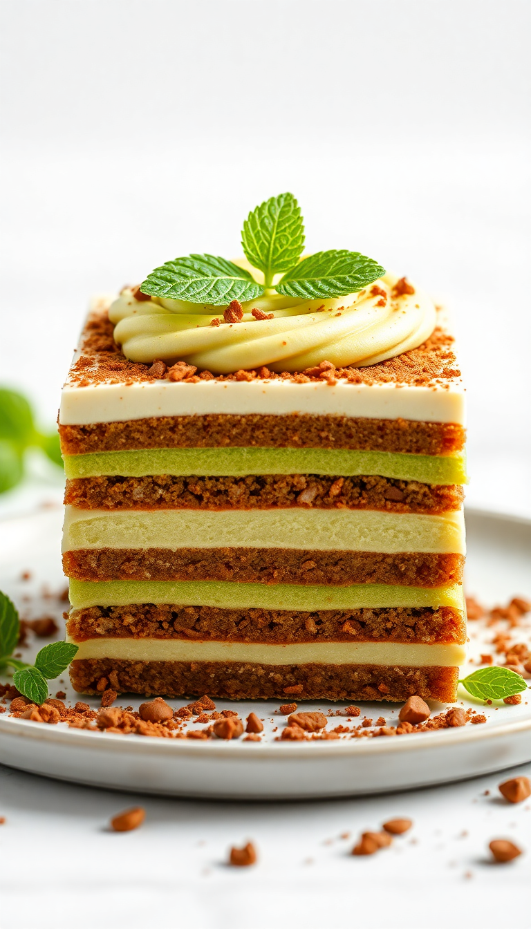 Matcha Tiramisu Layers Green Tea Photorealistic Wallpaper