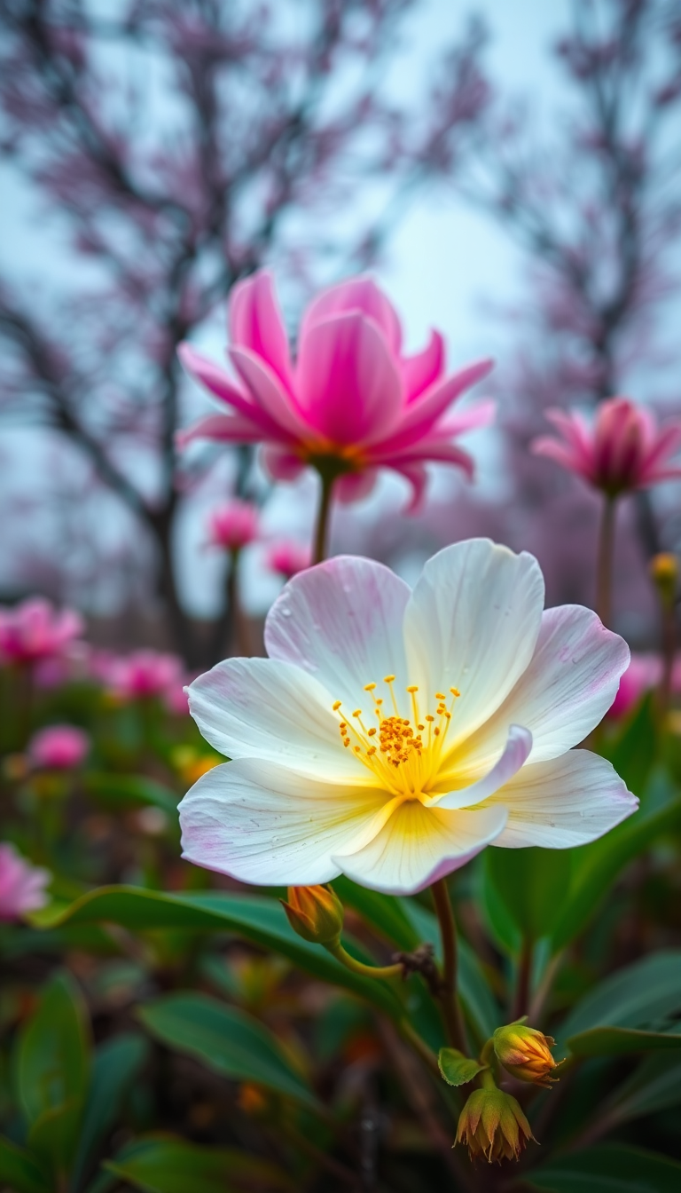 Spring Rain Flower Blooming Time Aesthetic Wallpaper