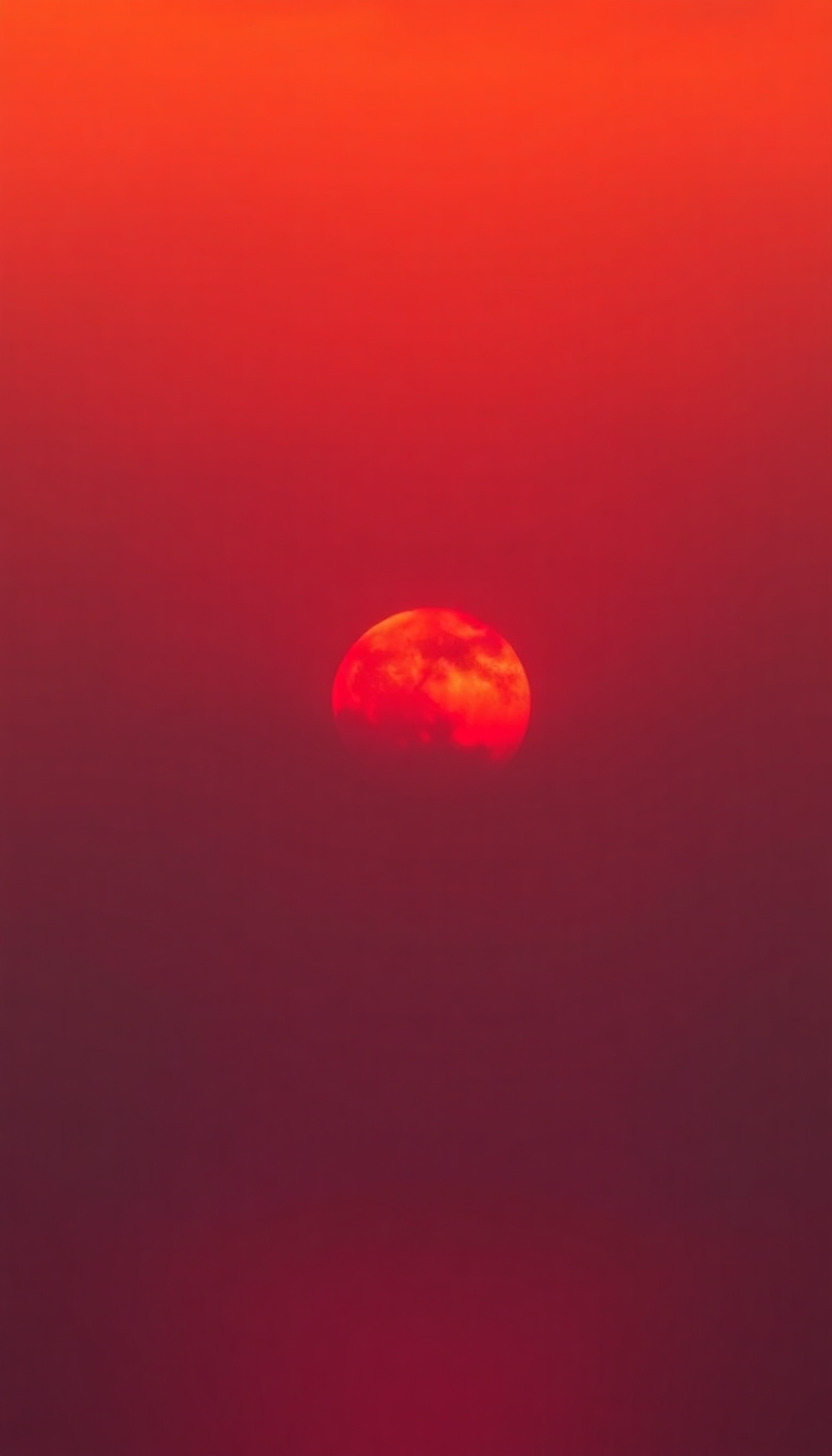Sunset After Wildfire Smoke Creating Photorealistic Wallpaper