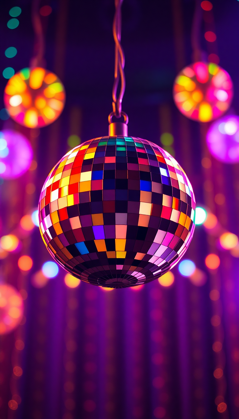 70s Disco Ball Lights Colorful Photorealistic Wallpaper