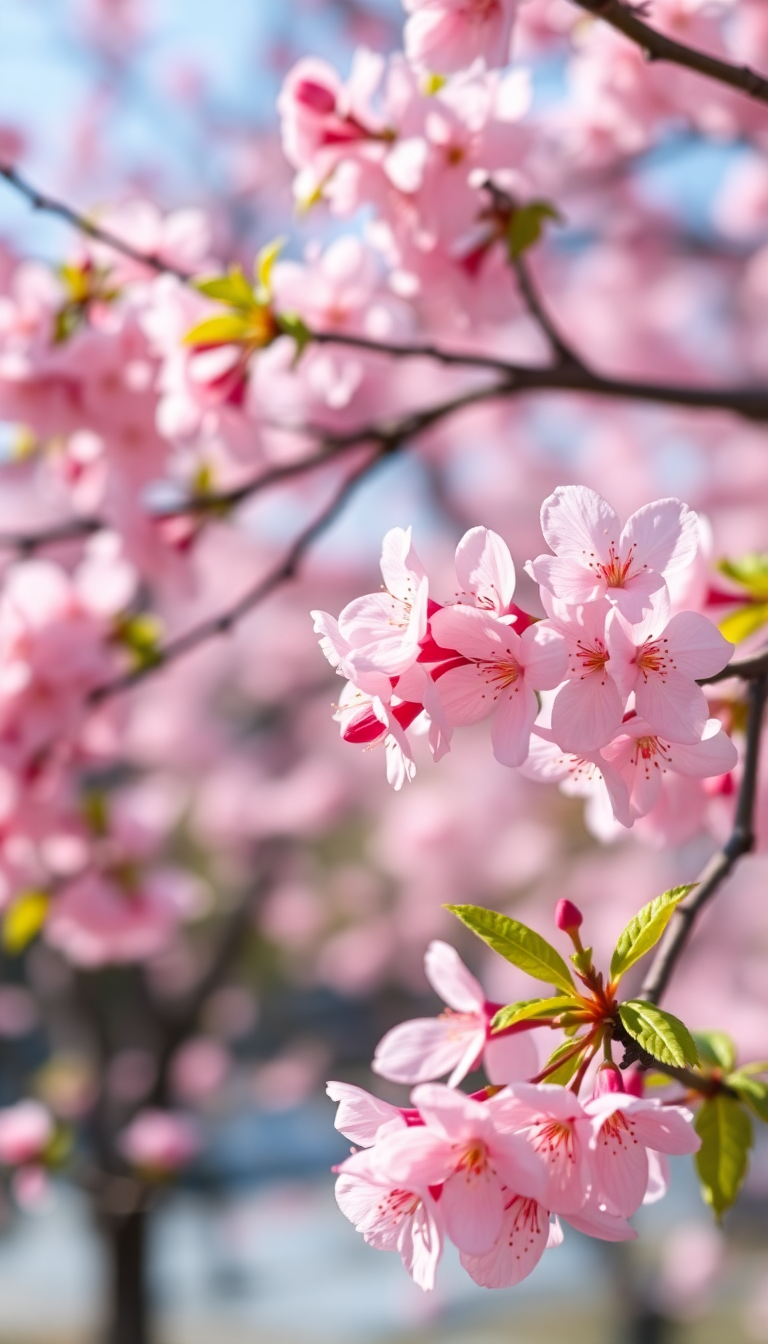 Spring Cherry Blossoms Japan Peak Photorealistic Wallpaper