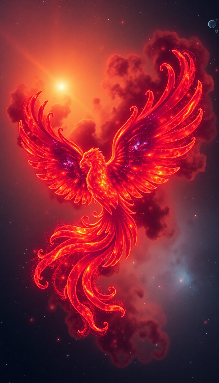 Nebula Shaped Like Phoenix Bird Digital art Wallpaper