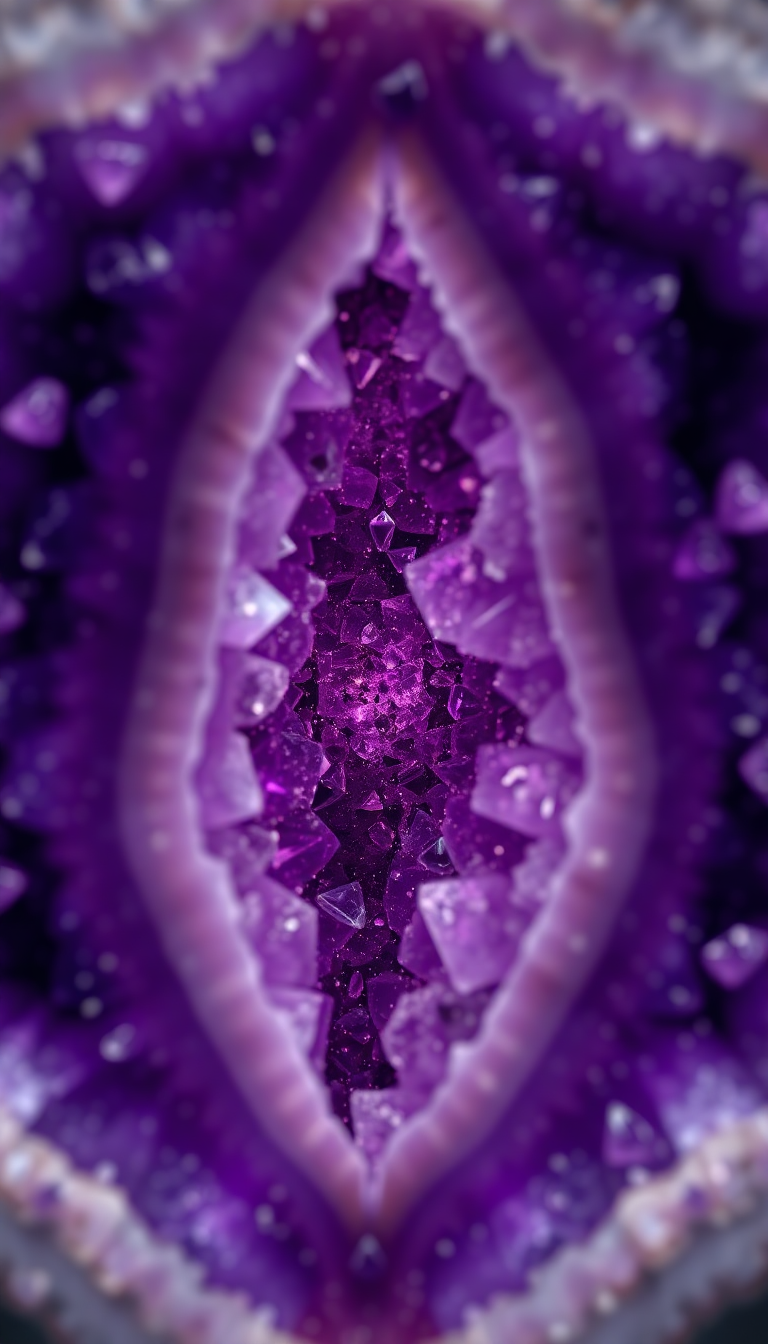 Geode Crystal Interior Purple Amethyst Photorealistic Wallpaper