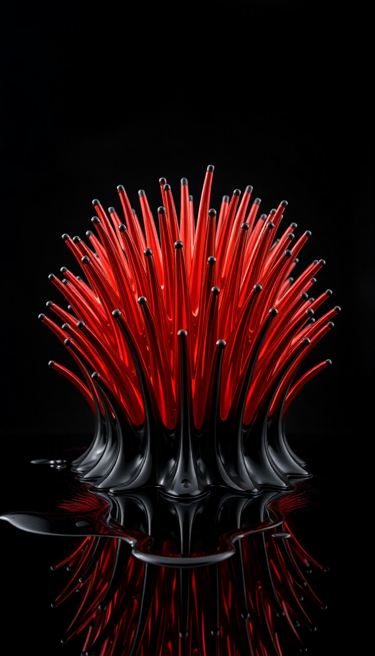 Ferrofluid Spikes Magnetic Sculpture Black Digital art Wallpaper