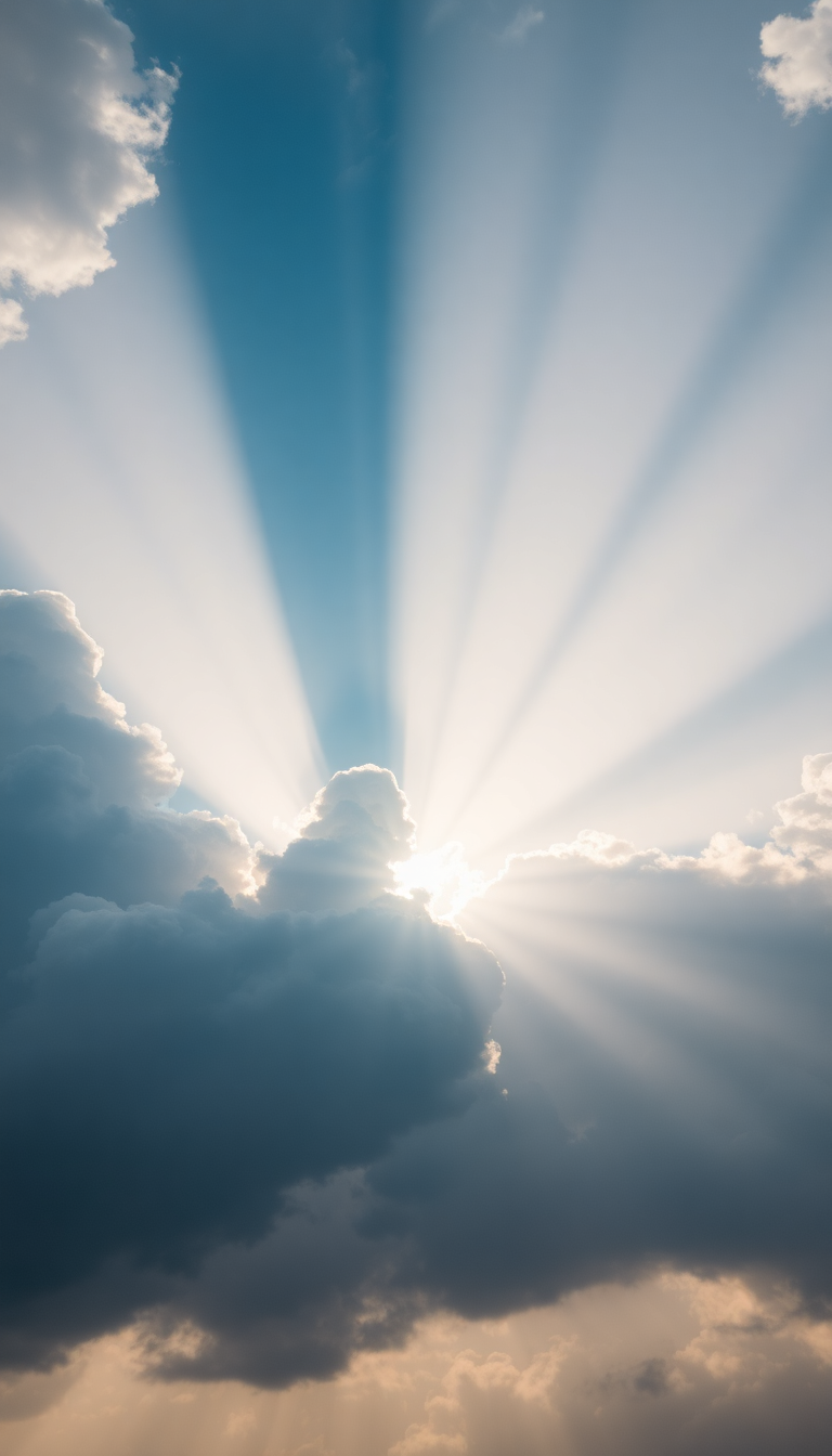 Sun Rays Through Storm Clouds Photorealistic Wallpaper