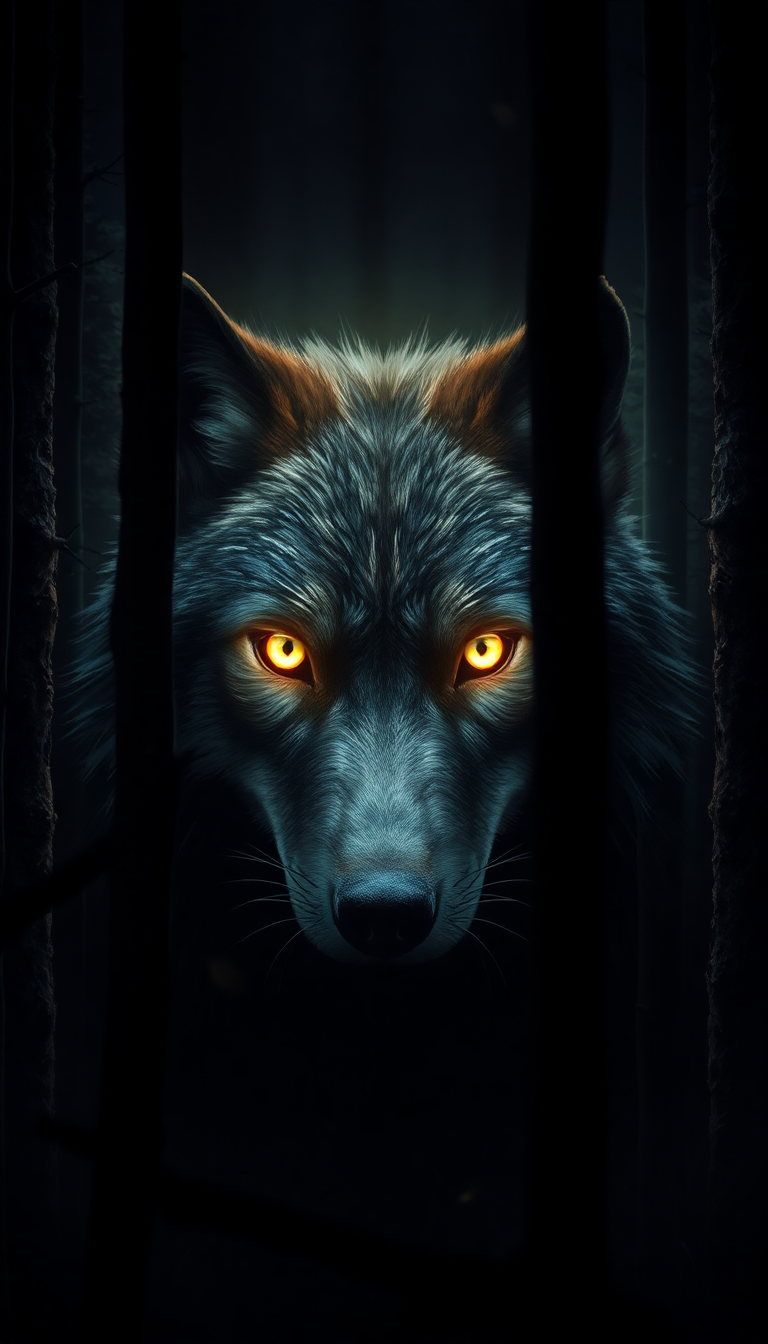 Wolf Eyes Glowing In Dark Digital art Wallpaper