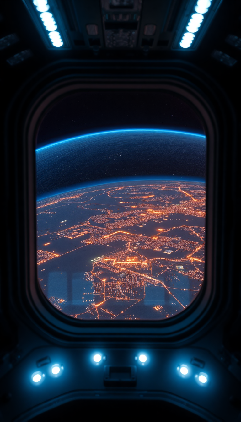Space Station Window View Of Photorealistic Wallpaper