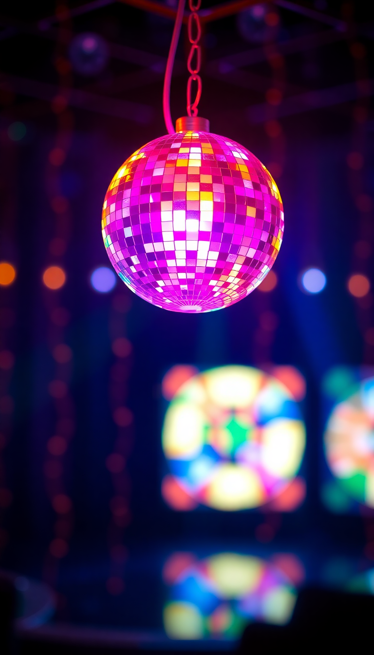 70s Disco Ball Lights Colorful Photorealistic Wallpaper