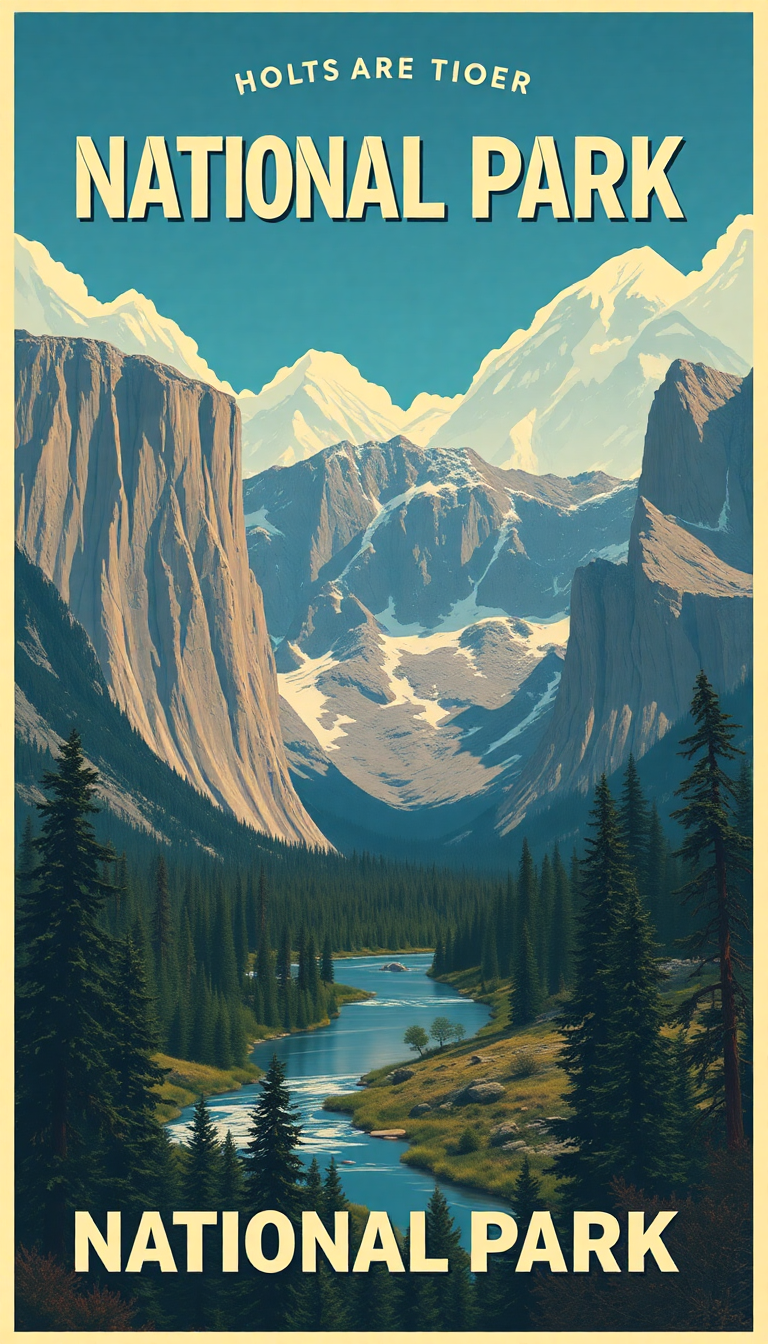 Vintage Travel Poster Style National Digital art Wallpaper