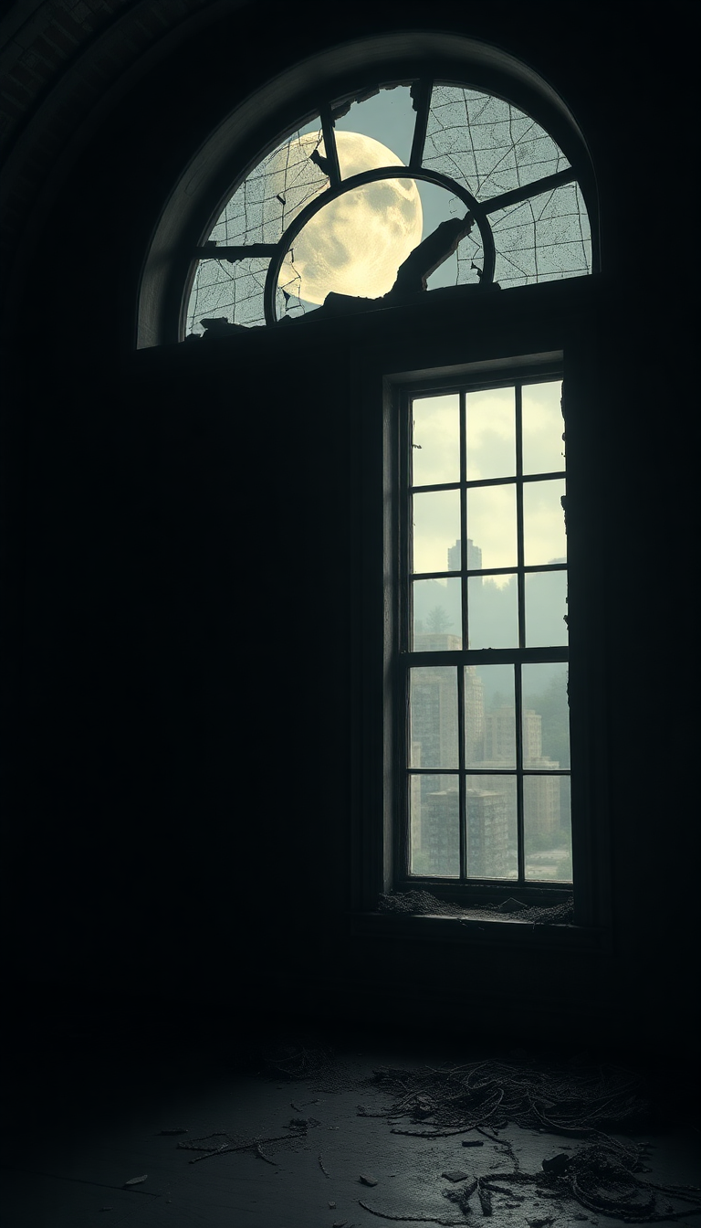 Abandoned Mansion Moonlight Through Broken Photorealistic Wallpaper