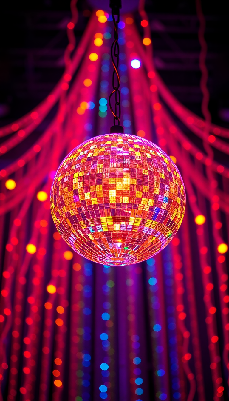 70s Disco Ball Lights Colorful Photorealistic Wallpaper