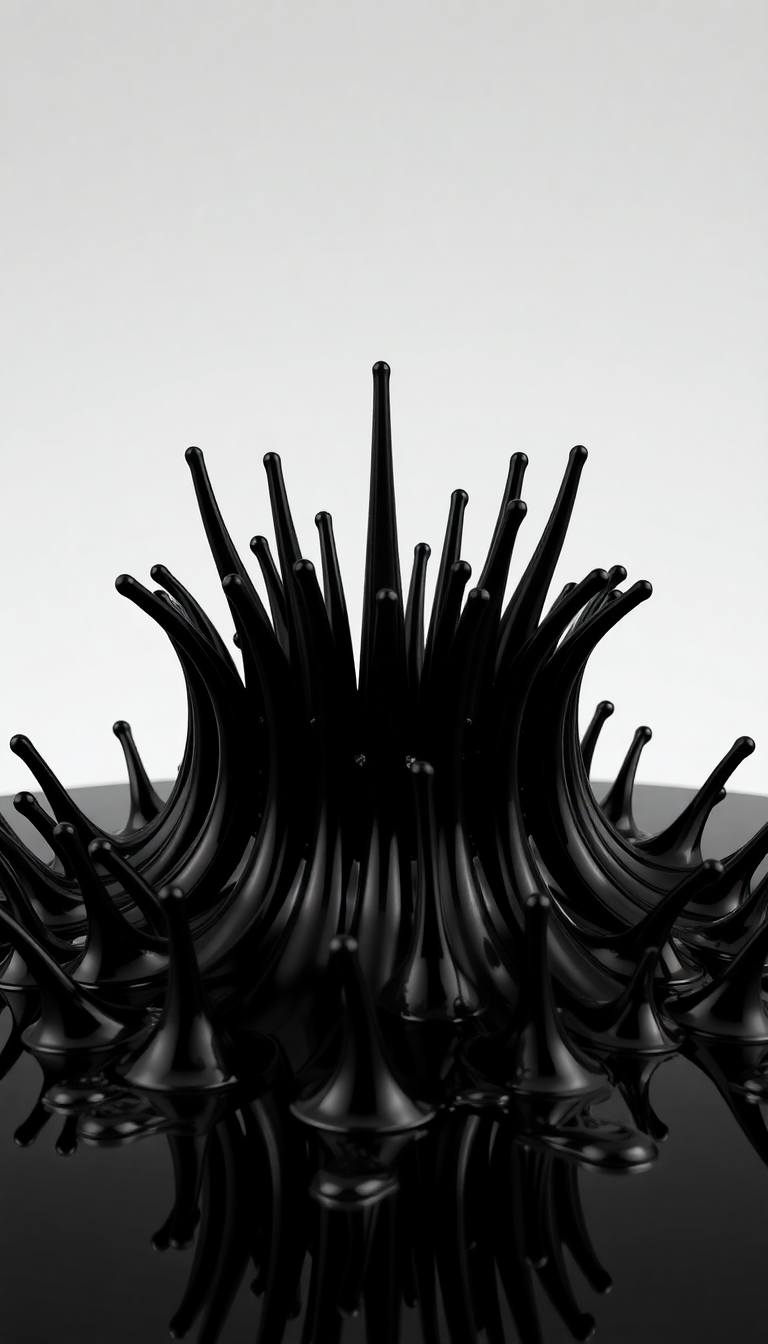 Ferrofluid Spikes Magnetic Sculpture Black Digital art Wallpaper