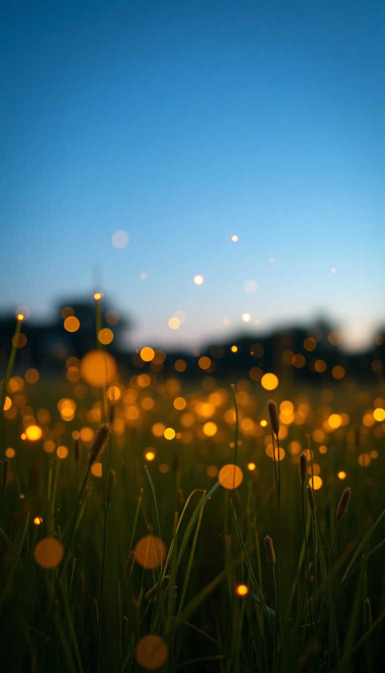 Fireflies Dancing In Summer Meadow Photorealistic Wallpaper