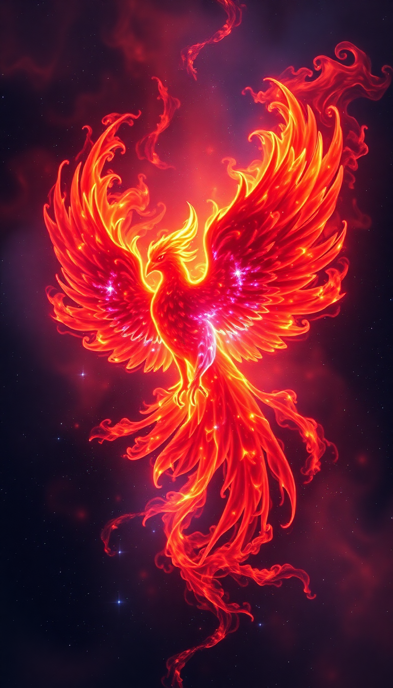 Nebula Shaped Like Phoenix Bird Digital art Wallpaper