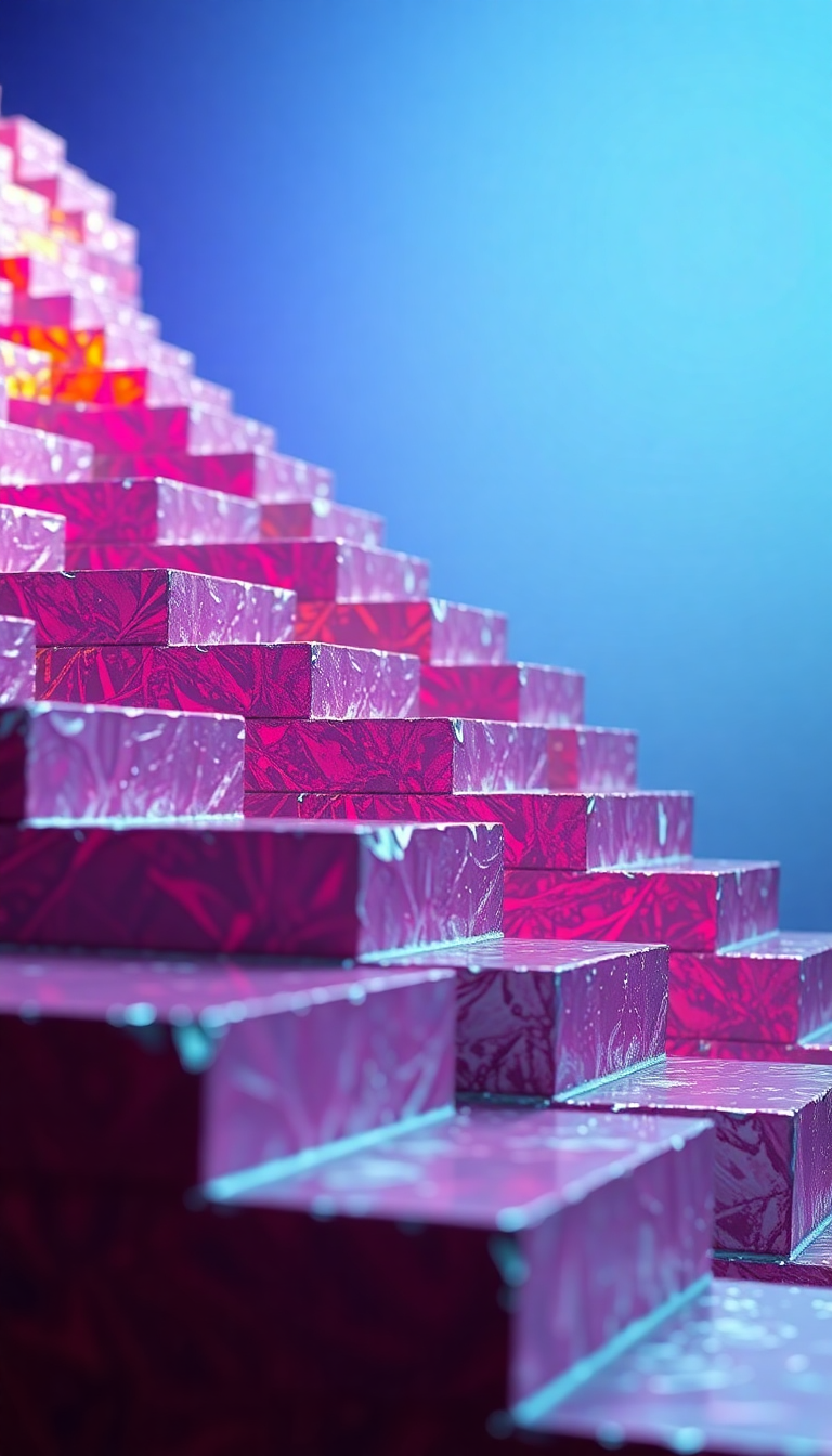 Bismuth Crystal Formation Rainbow Metallic Photorealistic Wallpaper