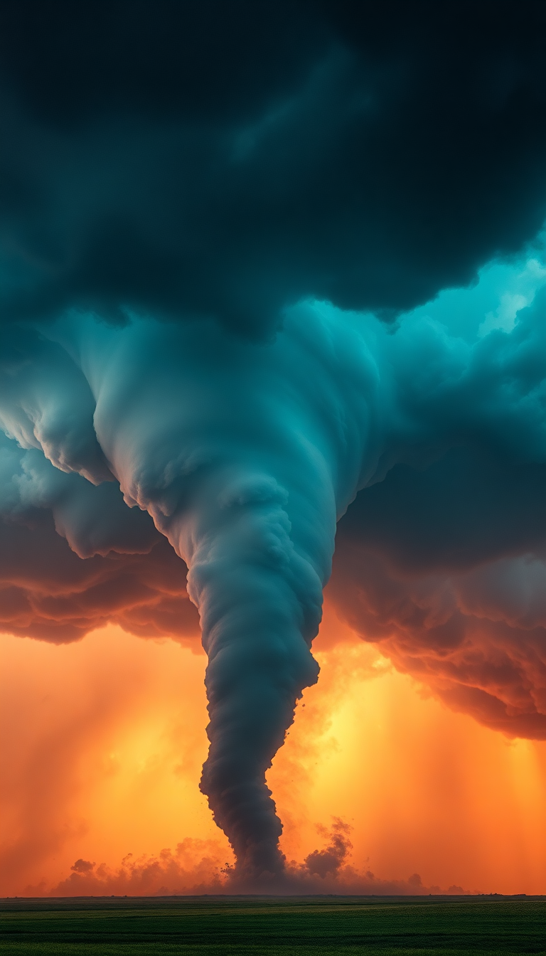 Supercell Thunderstorm Dramatic Tornado Forming Photorealistic Wallpaper