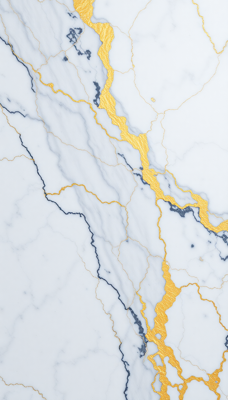 Marble Texture White Gold Veins Photorealistic Wallpaper