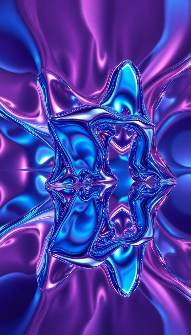 Liquid Chrome Morphing Shapes Reflective Digital art Wallpaper