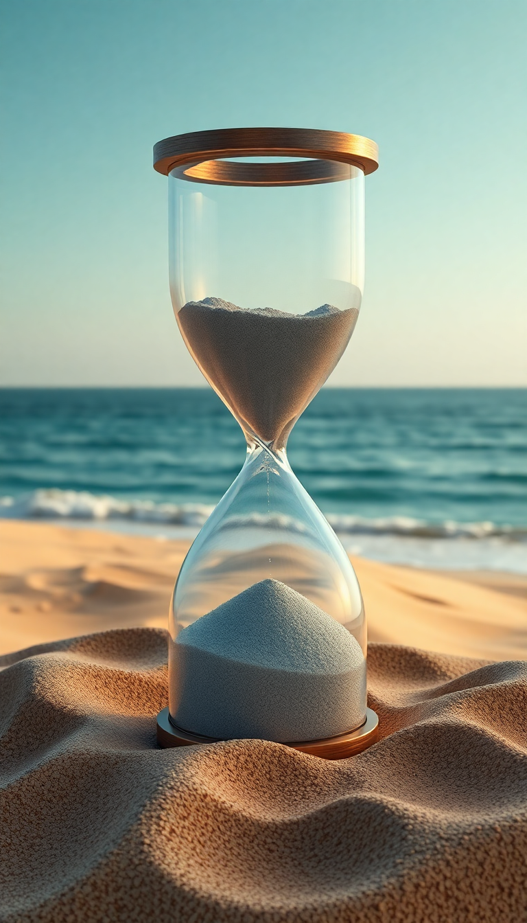 Hourglass Containing Ocean And Desert Digital art Wallpaper