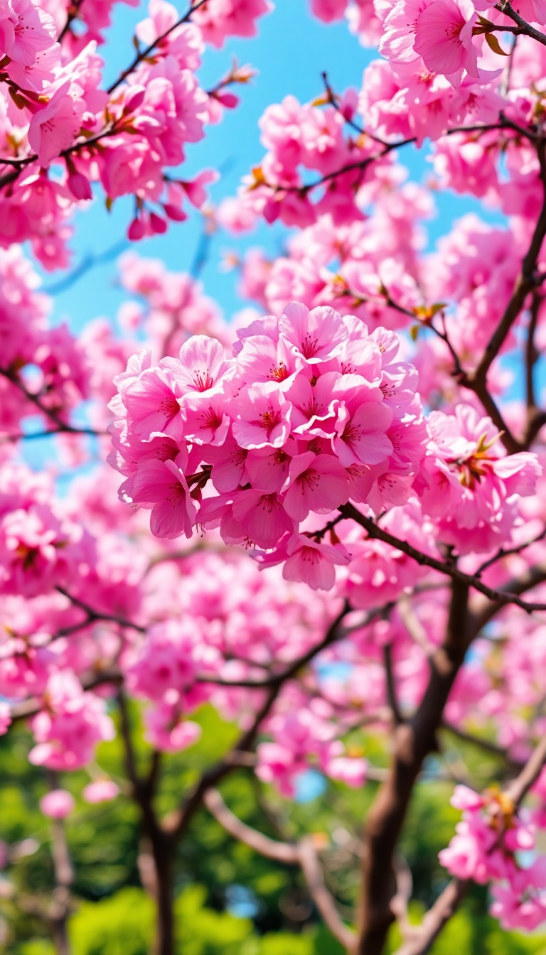 Spring Cherry Blossoms Japan Peak Photorealistic Wallpaper