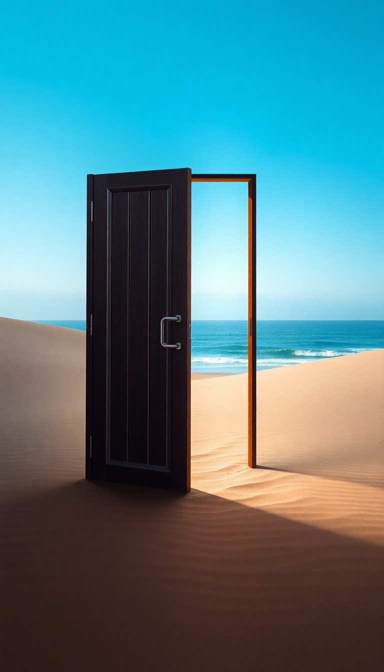 Door Standing Alone In Desert Digital art Wallpaper