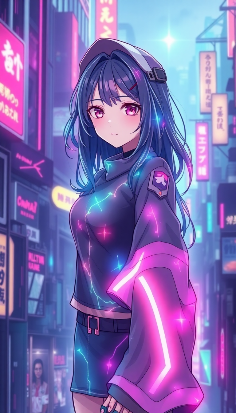Cyberpunk Anime Girl Neon City Anime Wallpaper