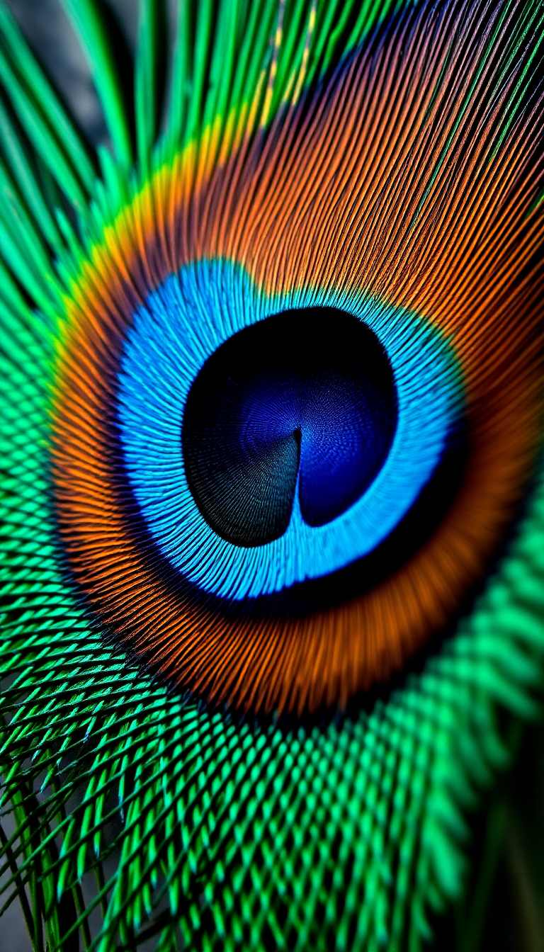 Peacock Feather Macro Iridescent Eye Photorealistic Wallpaper
