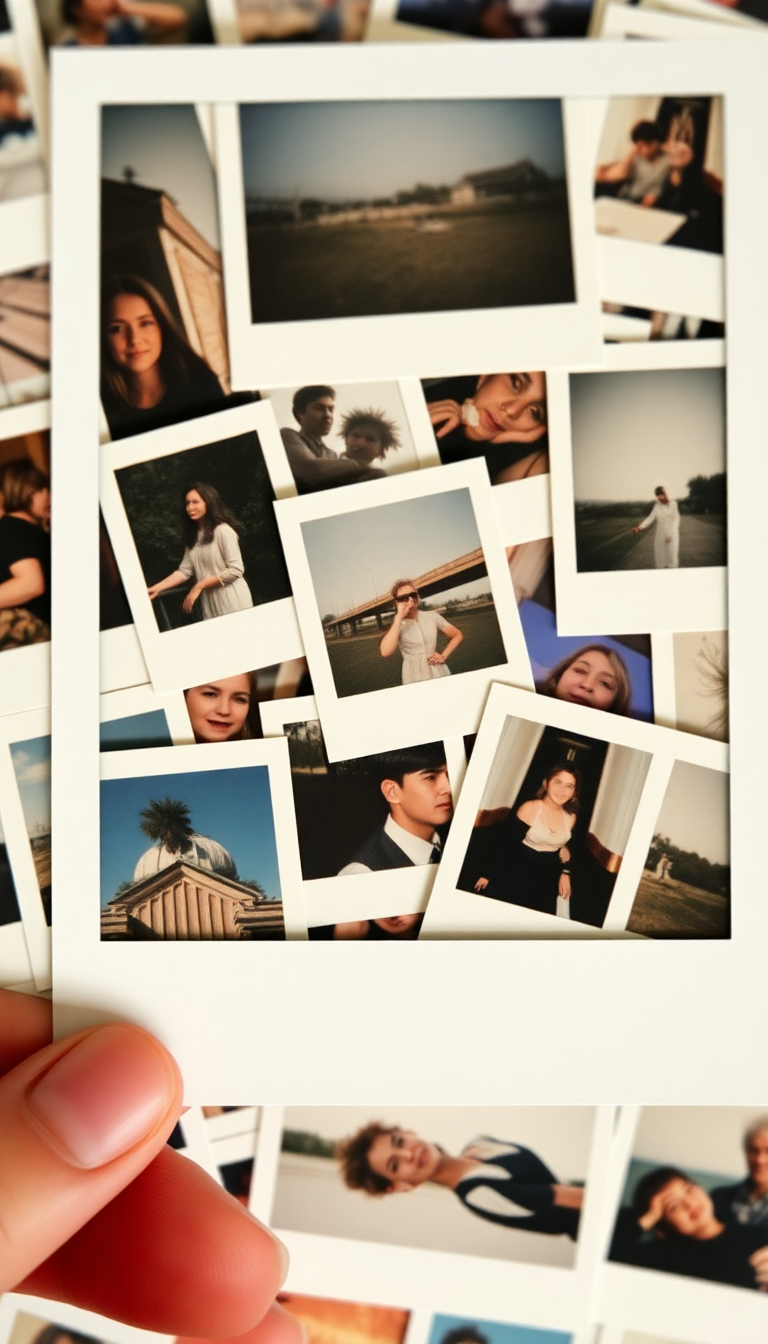 Vintage Polaroid Collection Scattered Memories Aesthetic Wallpaper