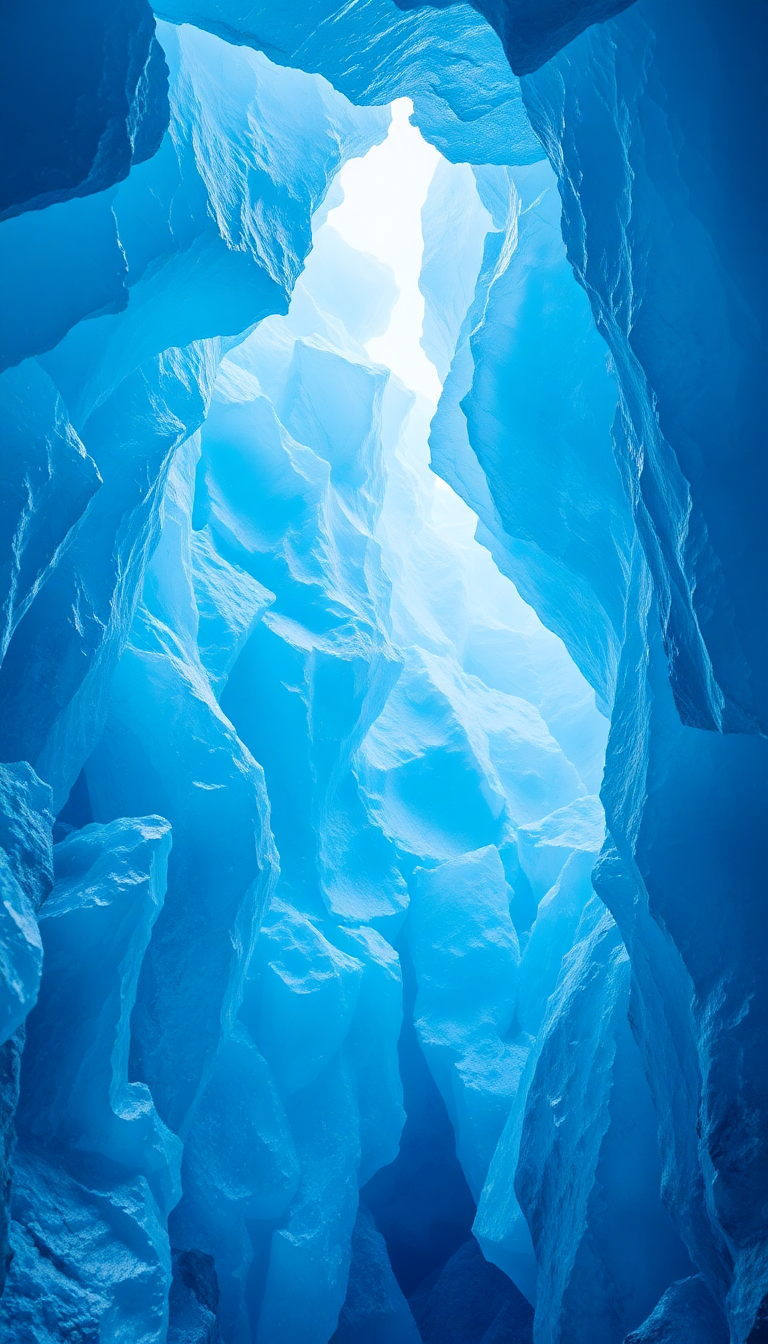 Glacial Ice Cave Blue Crystal Photorealistic Wallpaper