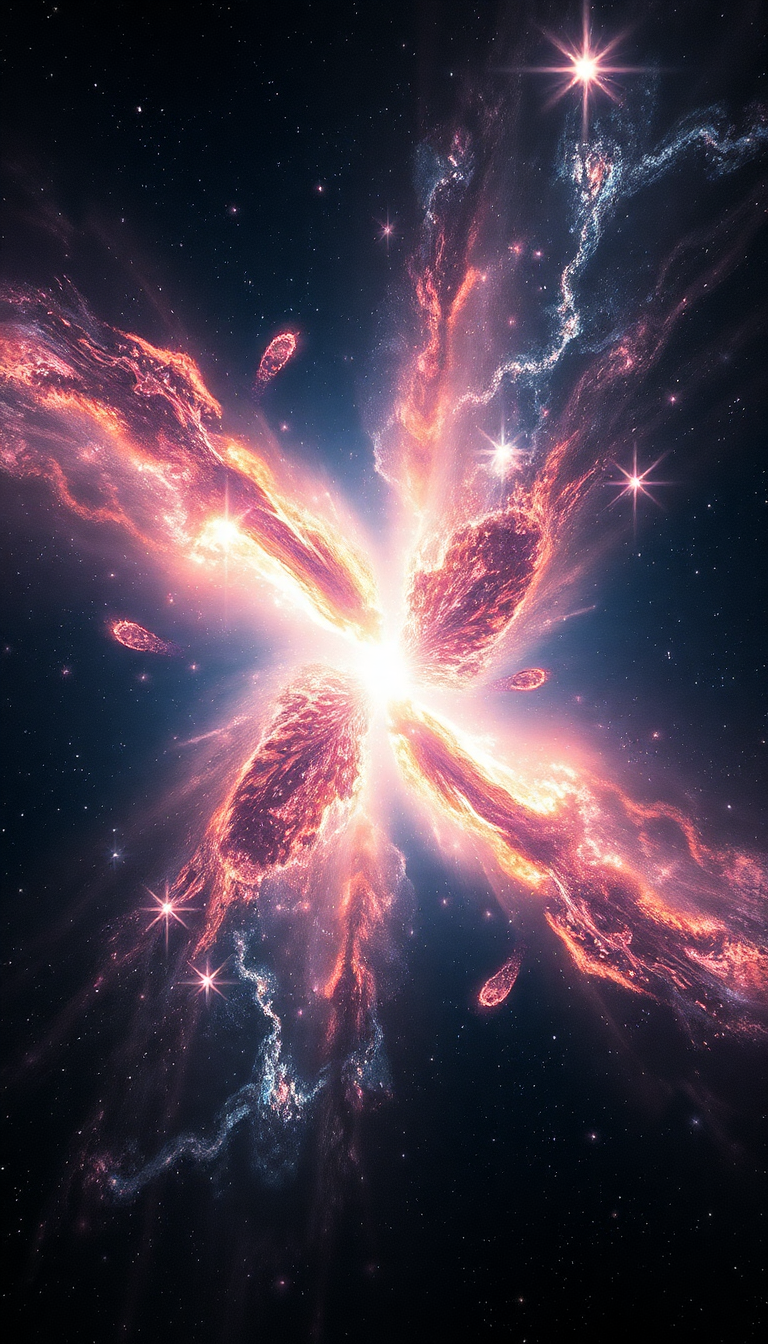 Colliding Galaxies Creating New Stars Digital art Wallpaper