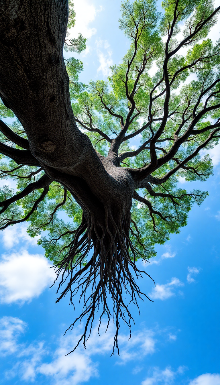 Tree Growing Upside Down Roots Digital art Wallpaper
