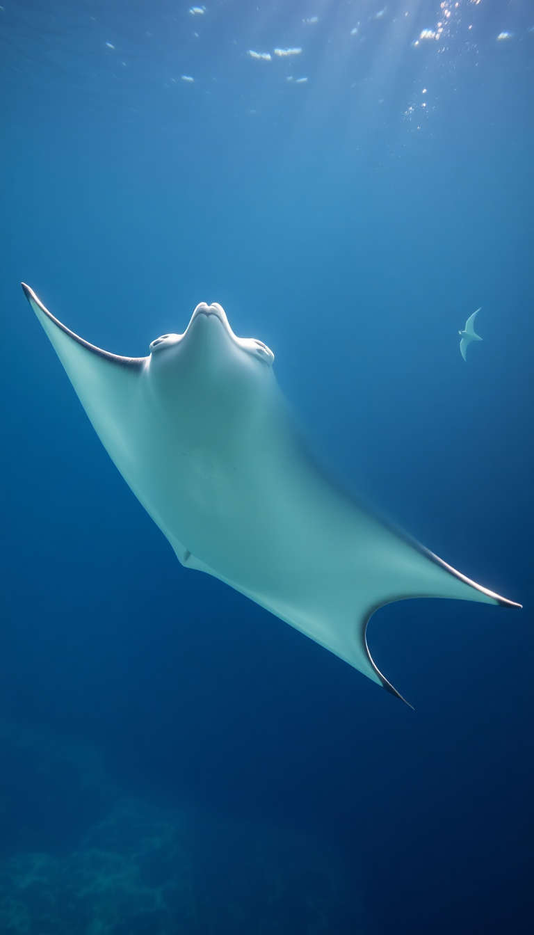 Manta Ray Gliding Graceful Underwater Photorealistic Wallpaper