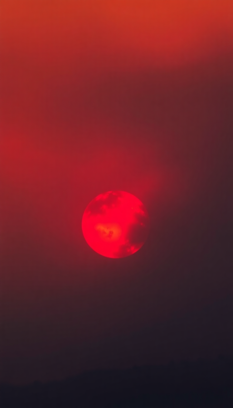 Sunset After Wildfire Smoke Creating Photorealistic Wallpaper