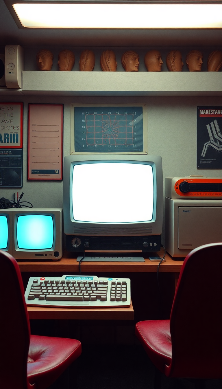 Retro Computer Setup 90s Aesthetic Photorealistic Wallpaper