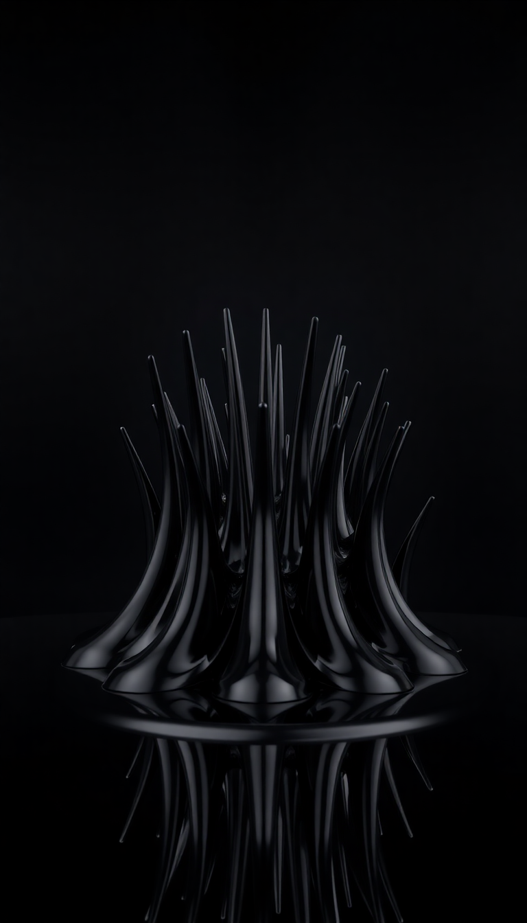 Ferrofluid Spikes Magnetic Sculpture Black Digital art Wallpaper