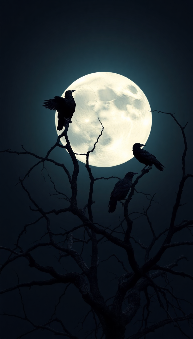 Ravens On Dead Tree Branches Digital art Wallpaper