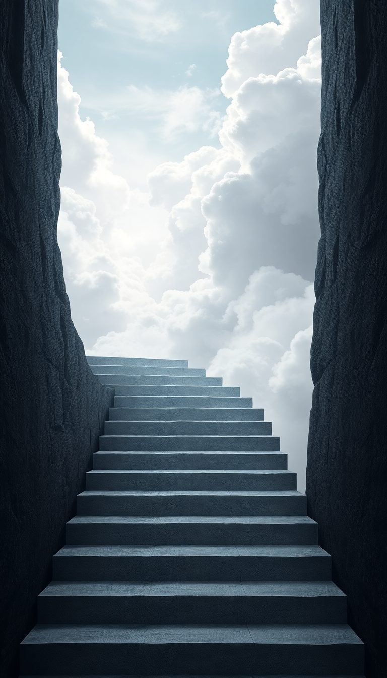 Stairs To Nowhere In Cloudy Digital art Wallpaper