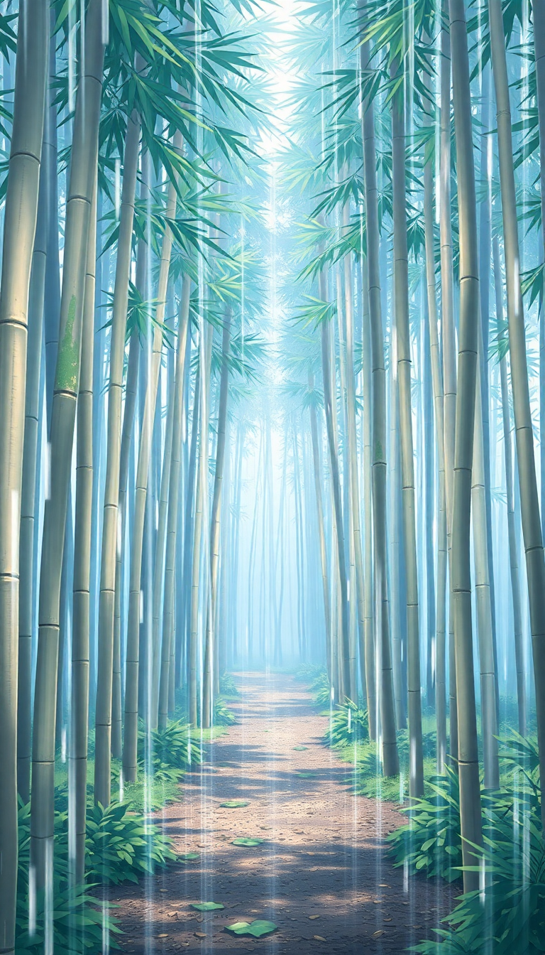 Bamboo Forest Rain Anime Peaceful Anime Wallpaper